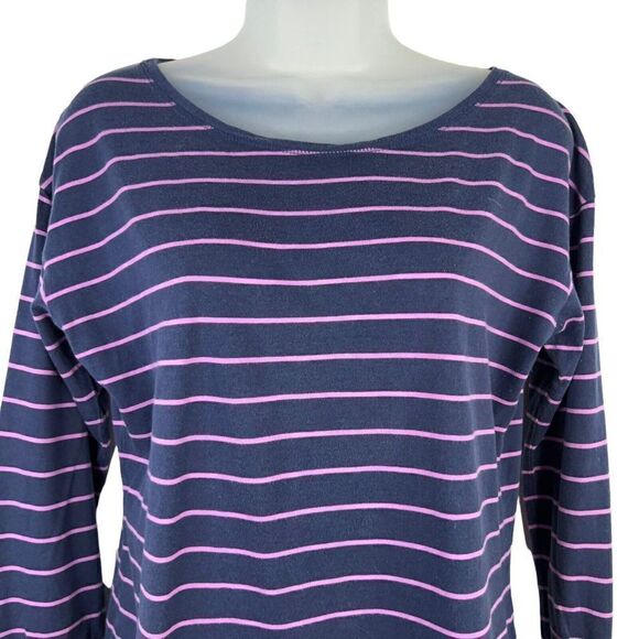 Patagonia Top Shallow Seas Size Medium Navy Blue Purple Striped Long Sleeve - Picture 2 of 10